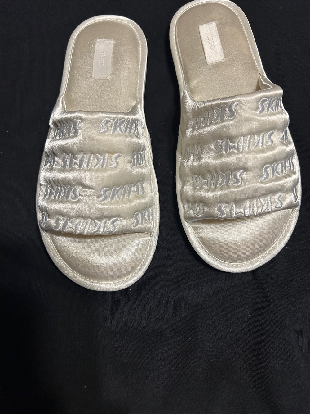 Silky Padded Slide Sandals in Champagne - Women